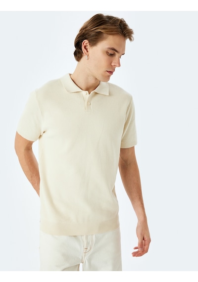 Koton Pamuklu Basic Polo V Yaka Kısa Kollu Triko Tişört Ekru 5sam70029ht Ekru Koton Pamuklu Basic Polo V Yaka Kısa Kollu Triko Tişört Ekru 5sam70029ht Ekru
