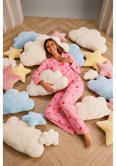 Fit Women Kadın Önden Düğmeli Uzun Kollu Pembe Pijama Takımı