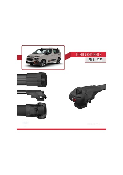 Citroen Berlingo 2019-2022 Arası İle Uyumlu Ace-1 Ara Atkı Tavan Barı Siyah 4 Adet Bar
