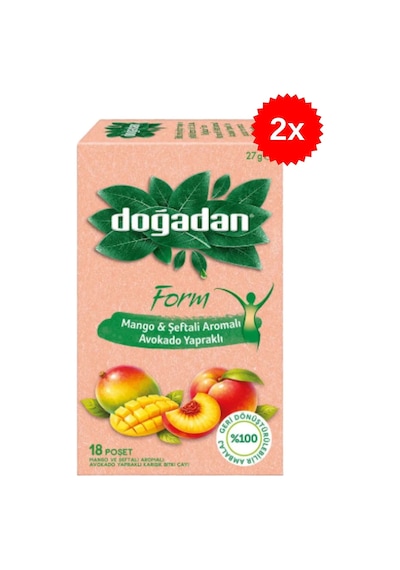 Doğadan Form Mango & Şeftali Aromalı Avokado Yapraklı 18 Li Poşet Çay X 2 Adet