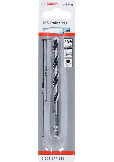 Bosch HSS PointTeQ Hex 7mm Altıgen Metal Delme Ucu - 2608577531