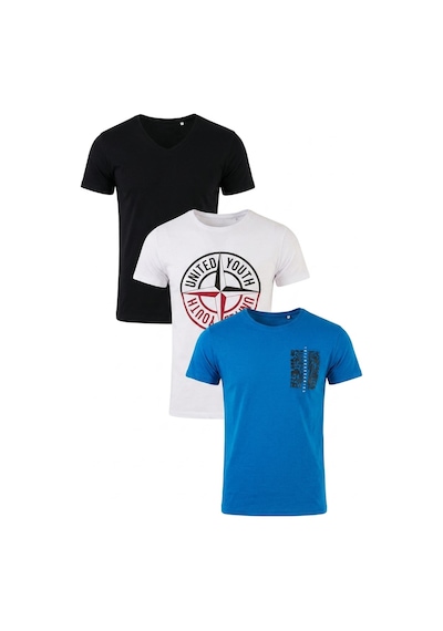 Buratti Pamuklu Baskılı 3'lü Paket T Shirt Erkek T Shirt 541s3 Siyah-parlıament-beyaz