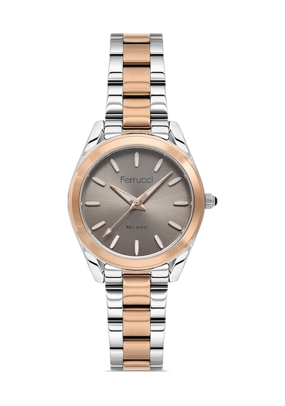 Bileklik Hediyeli Rose Gold/metalik Kahve Kadran Kadın Kol Saati 35 Mm Çelik Kordon 2 Yıl Garantili Gümüş - Rose Gold
