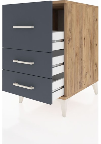Kronos Komodin 3 Çekmeceli 44x59x80 Çam-antrasit Çam