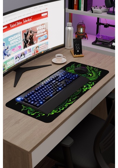 Ejderha Yeşil V3 70x30 Xl Gaming Kauçuk Kaymaz Taban Mouse Pad Fare Altlığı
