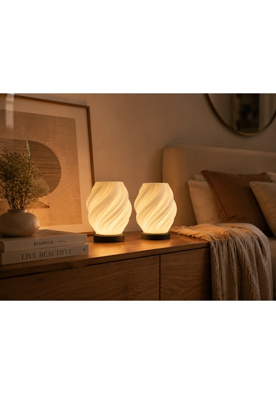 2 Adet Spiral Kablosuz Masa Lambası 11 X 13 Cm Tealight Led Işık Hediyeli Şeffaf