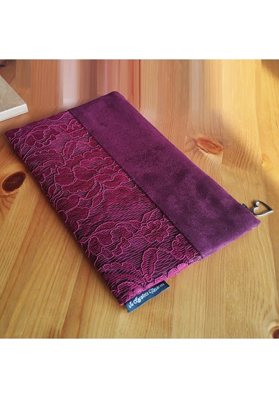 Ju Yaratıcı Tasarım Kadın Portföy & Clutch Çanta Süet Dantel Bordo