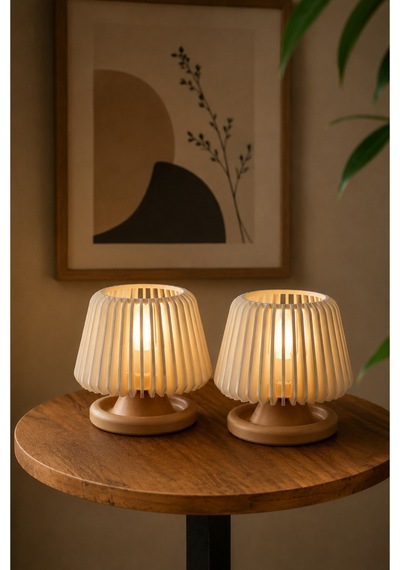 Dekoratif Led Tealight Mumluk Masaüstü Aydınlatma 2 Adet Bej - 881986858