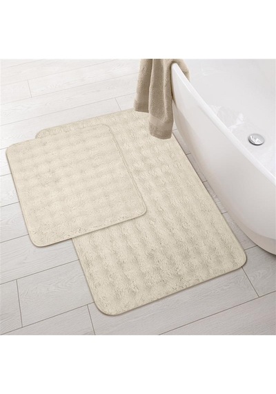 Soft Artos 2'li Banyo Paspası - Beyaz - 60x100 Cm + 50x60 Cm Renkli