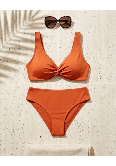 Büyük Beden Balenli Çapraz Detaylı Ayarlanabilir Askılı Toparlayıcı Kadın Bikini Takım Turuncu Büyük Beden Balenli Çapraz Detaylı Ayarlanabilir Askılı Toparlayıcı Kadın Bikini Takım Turuncu