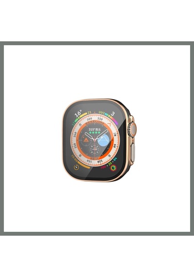 Mmb-trade Watch Ultra 49mm Legend Camlı Kasa Ekran Koruyucu - Siyah-gold Mmbz