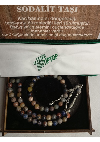 Tiptop/ Sodalit Taşı Tesbih Bileklik Seti Kutulu Çok Renkli