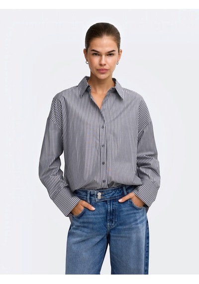 Only Onloregon Lyrına L/s Shırt Wvn Kadın Mavi Gömlek - 15377119