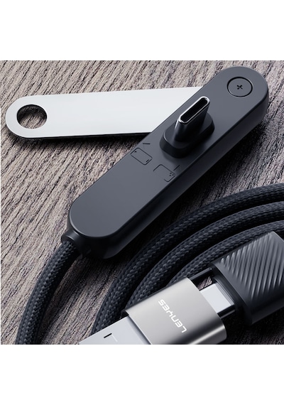 Lenyes Lc569 2in1 Usb-a - Type-c + Type-c Standlı Data Ve Şarj Kablosu 240w 1.2m Siyah