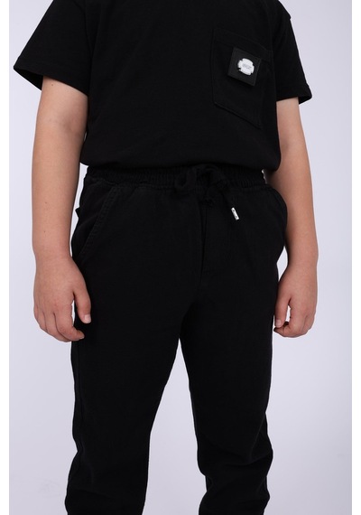 Blayn Jeans Çocuk Beli Lastikli Kışlık Erkek Ve Kız Unisex Pantolon Siyah