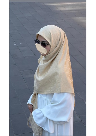 Qalortex Scarf Premium Jakarlı Mira B.boy Eşarp -gold