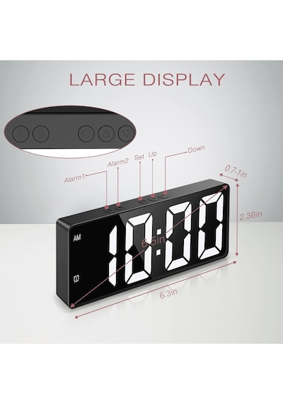 Tr Dijital Çalar Saat, Yatak Odası İçin Led Çalar Saat, Yeni Versiyon Usb Şarj Portlu 6,5 İnç Elektronik Saat, Diğer