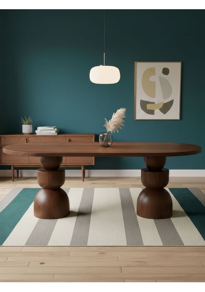Orbis Oval Ahşap Yemek Masası 100x200 Ceviz