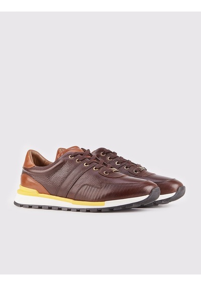 Hakiki Deri Kahverengi Bağcıklı Erkek Günlük Ayakkabı-Kahve (521644224) Kahverengi