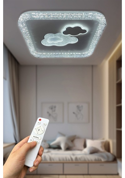 Salvadar Kare Plafonyer Kumandalı Led Avize Standart