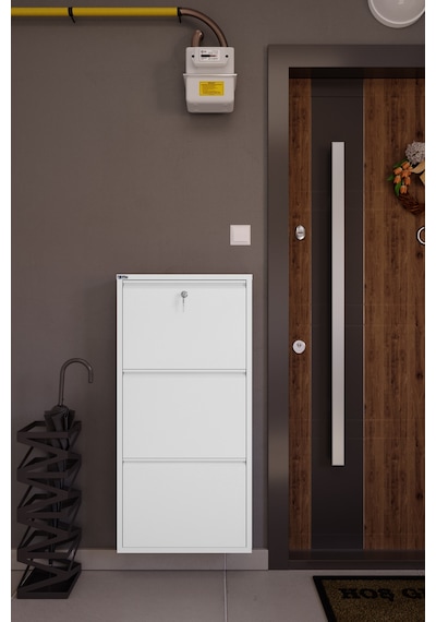 Ceha Kilitli Metal Ayakkabılık 3'lü Kar Beyazı - K.AYK-3 /AB9003/KL