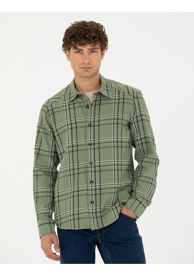 Pierre Cardin Erkek Haki Desenli Gömlek 50276542-vr027 Haki