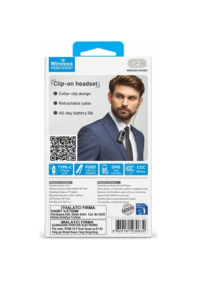 Makaralı Wireless Klipsli Kulaklık - Led Göstergeli 50 Saat - K92
