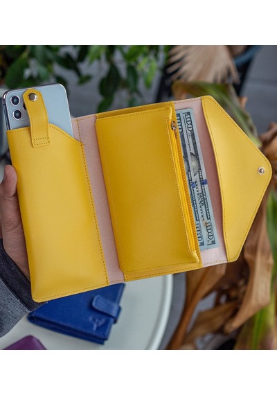 Bk Gift Kişiye Özel İsimli Telefon Ve Bozuk Para Bölmeli Zarf Model Sarı Kadın Cüzdanı, Sevgiliye Hediye, Anneye Hediye