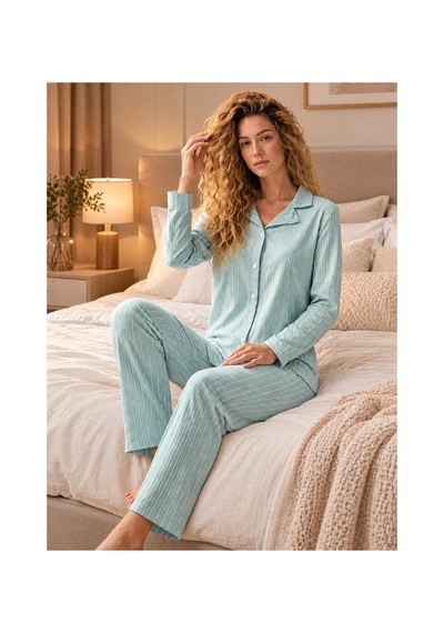 Genel Markalar Kadın Ultra Soft Şardonlu Çizgili Pijama Takımı Uzun Kollu, Düğmeli Milan Model Açık Yeşil Ve Beyaz Çizgili Açık Yeşil Ve Beyaz Çizgili Genel Markalar Kadın Ultra Soft Şardonlu Çizgili Pijama Takımı Uzun Kollu, Düğmeli Milan Model Açık Yeşil Ve Beyaz Çizgili Açık Yeşil Ve Beyaz Çizgili