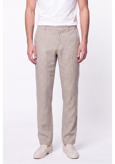 Comfort Fit Beli Lastikli %100 Keten Taş Pantolon P 1215