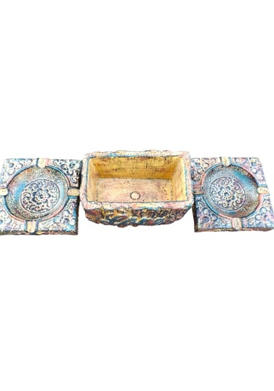 Hediyemiks 3 Lü Dekoratif Kase Seti Küllük & Saksı -vintage Eskitme El Yapımı Tasarım