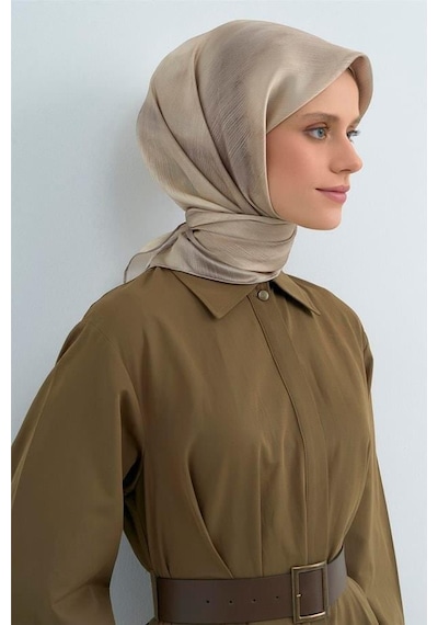 Armine Sura Saf İpek Eşarp 9513 - 85 Krem Kırçıllı Desen krem