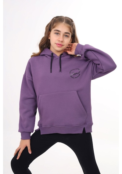 Toontoy Kız Çocuk Oversize Kapüşonlu Cepli Düşük Omuz Baskılı Yırtmaçlı Sweatshirt - 3 İplik Şardonlu Mor Toontoy Kız Çocuk Oversize Kapüşonlu Cepli Düşük Omuz Baskılı Yırtmaçlı Sweatshirt - 3 İplik Şardonlu Mor