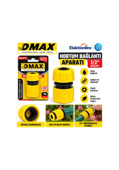 1/2 İnç Hortum Bağlantı Aparatı Bahçe Sulama Hortum Konnektörü, Pratik Hortum Eki Dmx-4275 - 938482160 Diğer