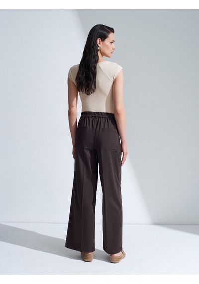 Dilvin 72683 Kemerli Geniş Paça Pantolon-kahve