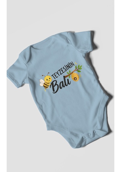 Morivokids Teyzesinin Balı Kısa Kollu Bebek Body %100 Pamuk Zbn225-kk Bebe Mavisi
