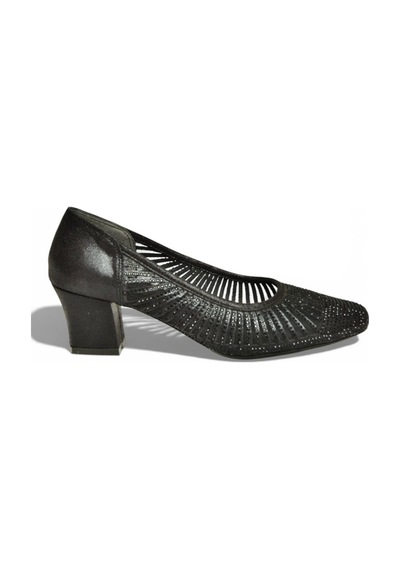 Fox Shoes Y820854514 Siyah Sim Kalın Topuklu Kadın Ayakkabı Siyah