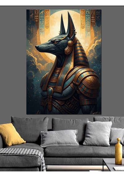 Ahşap Tablo Antik Mısır Tanrısı Anubis İnsan Figürlü Tablolar
