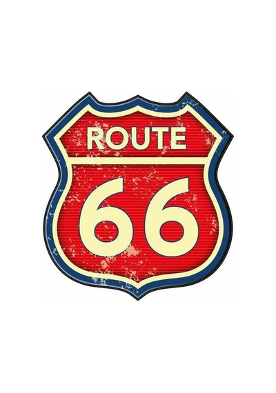 Route 66 Araba, Motorsiklet, Kask, Laptop, Cam Sticker 12x10 Cm