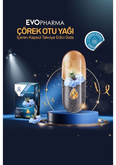 Evopharma Çörek Otu Yağı İçeren Kapsül Takviye Edici Gıda 60 Kapsül