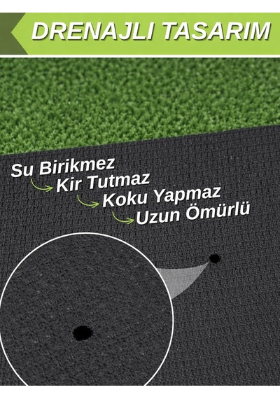 Beylini Dekoratif Suni Çim Halı 7 Mm Balkon Teras Bahçe İçin Yapay Çimen Kaymaz Tabanlı Yapay Çim Balkon Halıs 98 x 98
