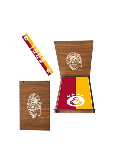 Galatasaray Lisanslı 1905 Şal Atkı Aslan Ahşap Kutulu