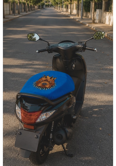 Mavi Köpek Desenli Motosiklet Sele Kılıfı