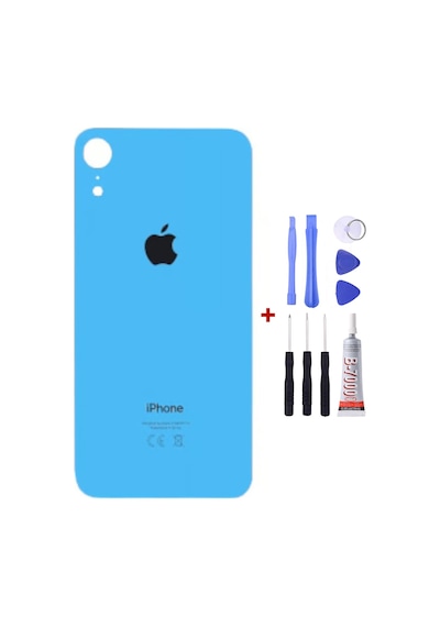 Apple Uyumlu iPhone Xr Mavi Arka Cam Kapak Arka Pil Kapağı