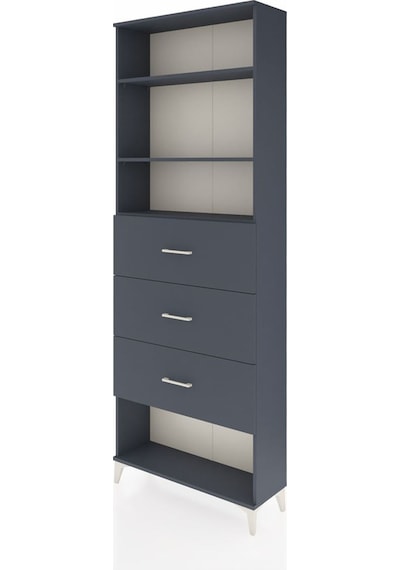 Arges Dolap 3 Raflı 3 Çekmeceli 88x30x243 Antrasit-antrasit Antrasit