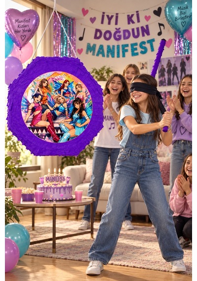 Manifest Kız Grubu Mor Pinyata 42 Cm Sopalı Doğum Günü Parti Oyunu Ve Dekorasyon Süsü Çok Renkli