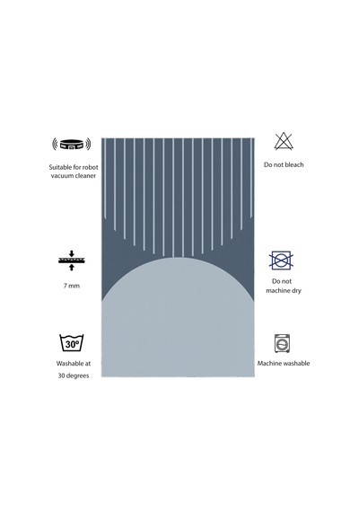Dijital Kaymaz Yıkanabilir Banyo Mutfak Salon Paspas Halısı Trend Modern Al4004 Indigo