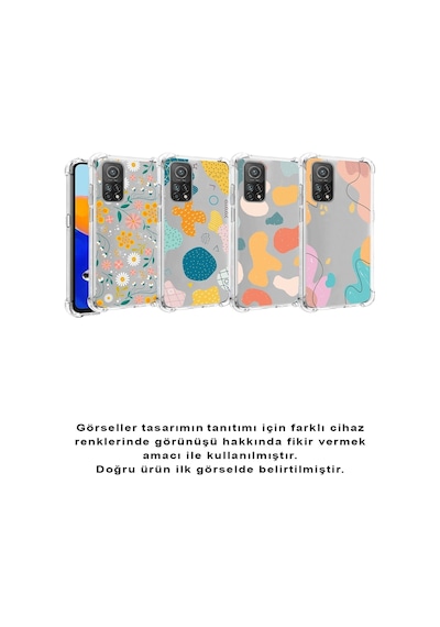 Xiaomi Poco X3 Pro Köşe Korumalı Antişok Kapak Karışık Renkler Tasarımlı Şeffaf Silikon Kılıf