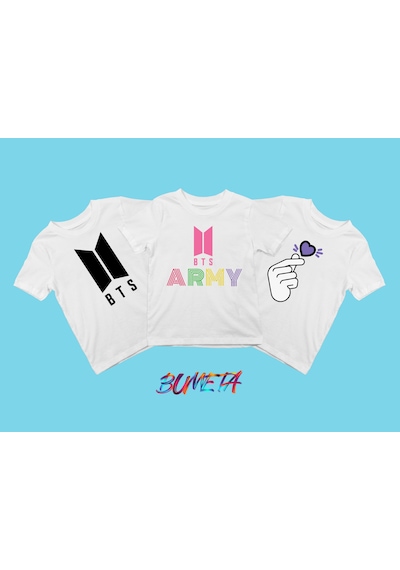 Bumeta Bts Army K-pop Baskılı Çocuk Tişört 3'lü Set Beyaz
