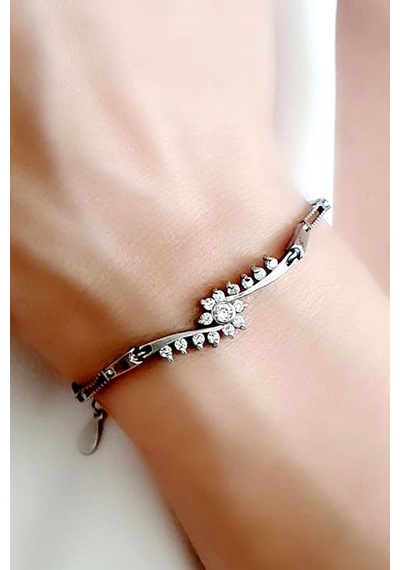 Oseshop-Zirkon Taşlı 925 Ayar Gümüş Bileklik